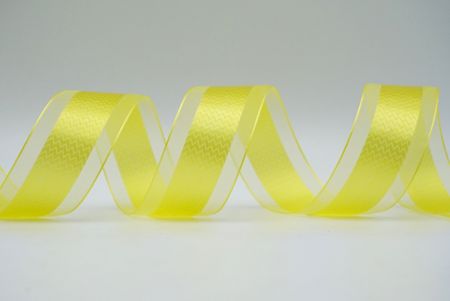 Светло-желтая зубчатая атласная лента с прозрачным центром_K1746-A12